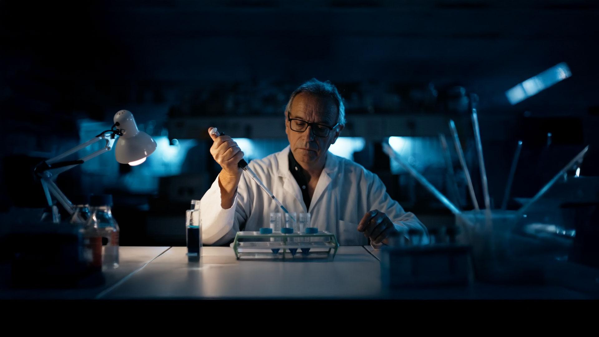 Chercheur en laboratoire filmé pour l'Université Sorbonne Paris Nord par Robin Welschinger